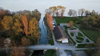 Pump track by the lake